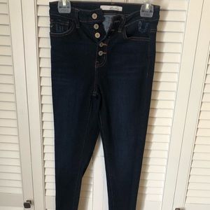 Kansan dark wash fray bottom skinny jeans